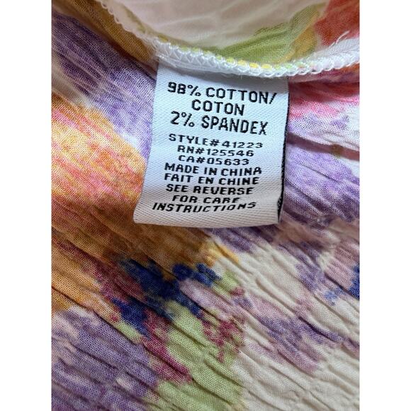 Habitat Clothes To Live In NWT XXL Multi Floral Crinkle Cotton Button Up Shirt - Picture 7 of 15